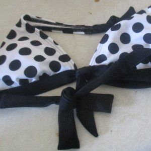 Guess black white polka dot bikini swim top new nwt s